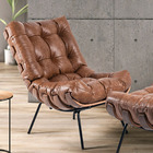 Kit 02 Poltronas Decorativas Sala De Estar Costela L04 Couro