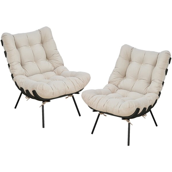 Kit 02 Poltronas Decorativas Sala De Estar Costela Preto L02