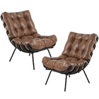 Kit 02 Poltronas Decorativas Sala De Estar Costela Preto L04