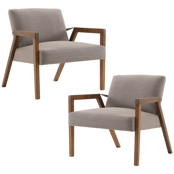 Kit 02 Poltronas Decorativas Sala De Estar Dux Com Detalhe Em