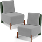 Kit 02 Poltronas Decorativas Sala De Estar Living Pés Madeira