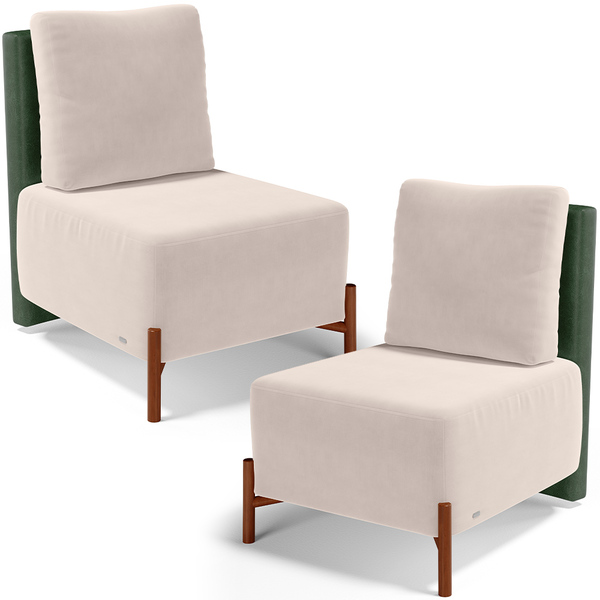 Kit 02 Poltronas Decorativas Sala De Estar Living Pés Madeira