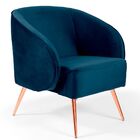 Kit 02 Poltronas Decorativas Sala De Estar Pés Alumínio Rosê