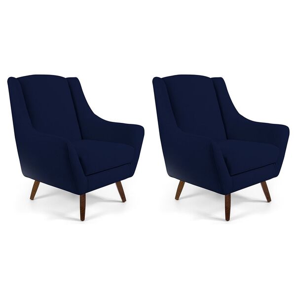 Kit 02 Poltronas Decorativas Sala De Estar Pés De Madeira Nao