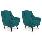 Kit 02 Poltronas Decorativas Sala De Estar Pés De Madeira Nao