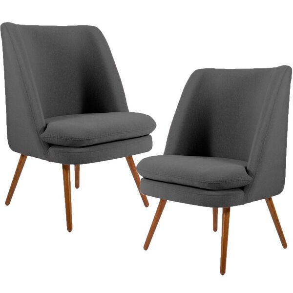 Kit 02 Poltronas Decorativas Sala De Estar Pés Palito Megara