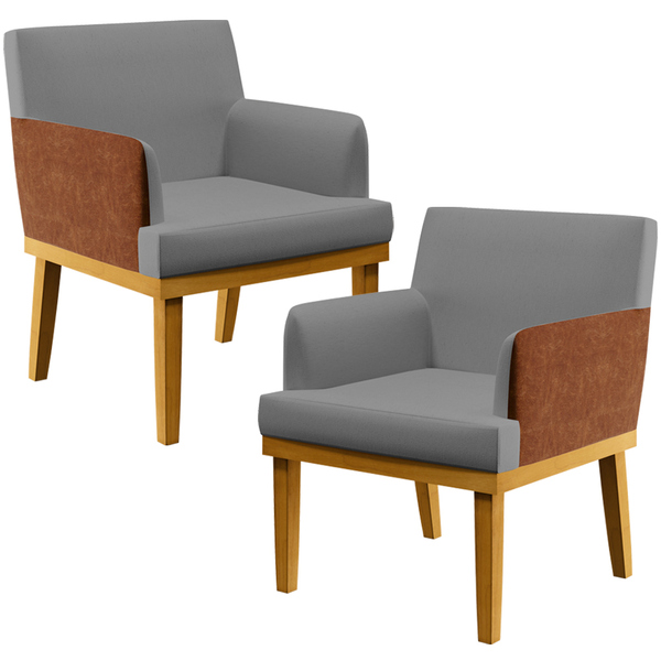 Kit 02 Poltronas Decorativas Sala Estar Beatriz W01 Linho Cin