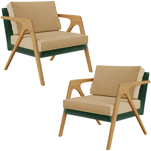 Kit 02 Poltronas Decorativas Sala Estar Pietra L02 Facto Verd