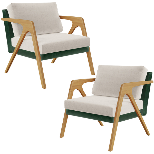 Kit 02 Poltronas Decorativas Sala Estar Pietra L02 Facto Verd