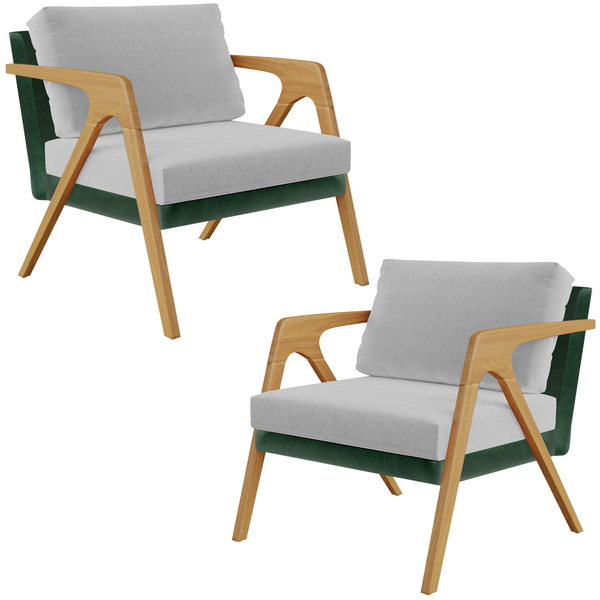 Kit 02 Poltronas Decorativas Sala Estar Pietra L02 Facto Verd