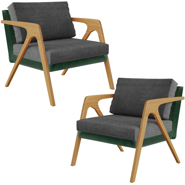 Kit 02 Poltronas Decorativas Sala Estar Pietra L02 Facto Verd