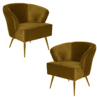 Kit 02 Poltronas Decorativas Sala Pés Palito New Bronze Íris