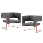 Kit 02 Poltronas Decorativas Scarlett D02 Base Aço New Cobre