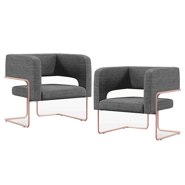 Kit 02 Poltronas Decorativas Scarlett D02 Base Aço New Cobre