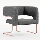 Kit 02 Poltronas Decorativas Scarlett D02 Base Aço New Cobre