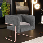 Kit 02 Poltronas Decorativas Scarlett D02 Base Aço New Cobre