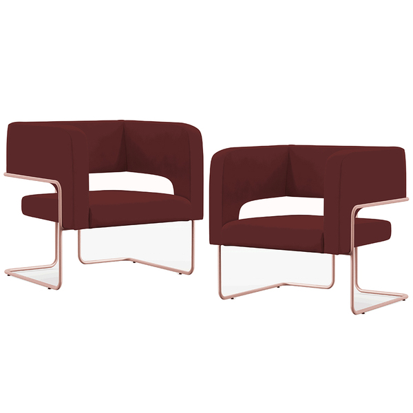 Kit 02 Poltronas Decorativas Scarlett D02 Base De Aço New Cob