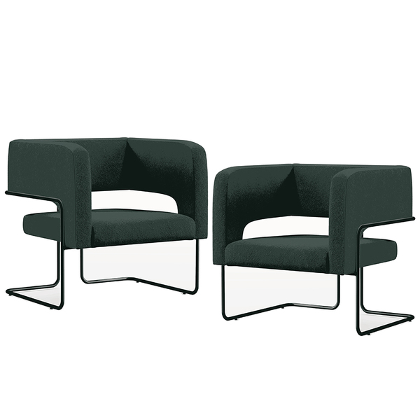 Kit 02 Poltronas Decorativas Scarlett D02 Base De Aço Preto L