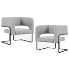 Kit 02 Poltronas Decorativas Scarlett D02 Base De Aço Preto L