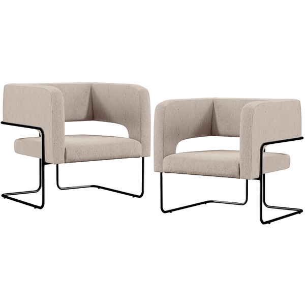 Kit 02 Poltronas Decorativas Scarlett D02 Base De Aço Preto L