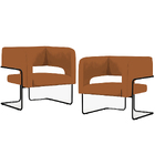 Kit 02 Poltronas Decorativas Scarlett D02 Base De Aço Preto V