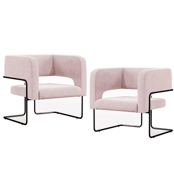 Kit 02 Poltronas Decorativas Scarlett D02 Base De Aço Preto V