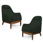 Kit 02 Poltronas Decorativas Selena Base Madeira B-303 Veludo