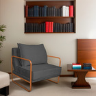 Kit 02 Poltronas Decorativas Sevilha Base De Ferro Bronze Lin