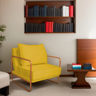 Kit 02 Poltronas Decorativas Sevilha Base De Ferro Bronze Sin