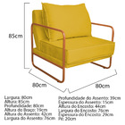 Kit 02 Poltronas Decorativas Sevilha Base De Ferro Bronze Sin