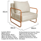 Kit 02 Poltronas Decorativas Sevilha Base De Ferro Bronze Sin