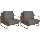 Kit 02 Poltronas Decorativas Sevilha Base De Ferro Bronze Sin