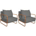 Kit 02 Poltronas Decorativas Sevilha Base De Ferro Bronze Sue