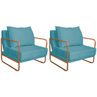 Kit 02 Poltronas Decorativas Sevilha Base De Ferro Bronze Sue