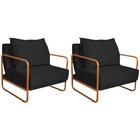 Kit 02 Poltronas Decorativas Sevilha Base De Ferro Bronze Sue