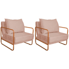 Kit 02 Poltronas Decorativas Sevilha Base De Ferro Bronze Sue