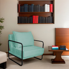 Kit 02 Poltronas Decorativas Sevilha Base De Ferro Preta Linh