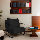 Kit 02 Poltronas Decorativas Sevilha Base De Ferro Preto Sint