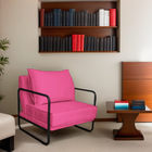 Kit 02 Poltronas Decorativas Sevilha Base De Ferro Preto Sint