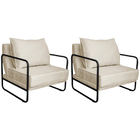 Kit 02 Poltronas Decorativas Sevilha Base De Ferro Preto Sint