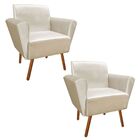 Kit 02 Poltronas Dora Acetinado Bege Pés Palito Castanho D'ro