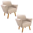 Kit 02 Poltronas Dora Acetinado Pés Palito Castanho D'rossi -