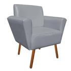 Kit 02 Poltronas Dora Corino Cinza Pés Palito Castanho