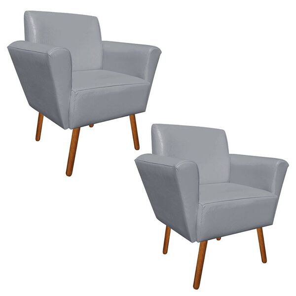 Kit 02 Poltronas Dora Corino Pés Palito Castanho D'rossi - Ci