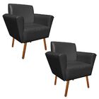 Kit 02 Poltronas Dora Corino Preto Pés Palito Castanho D'rossi