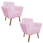 Kit 02 Poltronas Dora Corino Rosa Bebê Pés Palito Castanho D'