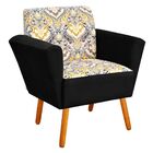 Kit 02 Poltronas Dora Estampado D77 Com Suede Preto Pés Palit