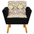 Kit 02 Poltronas Dora Estampado D77 Com Suede Preto Pés Palit