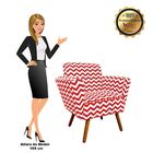 Kit 02 Poltronas Dora Estampado Zig Zag Vermelho D79 Pés Pali