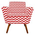 Kit 02 Poltronas Dora Estampado Zig Zag Vermelho D79 Pés Pali